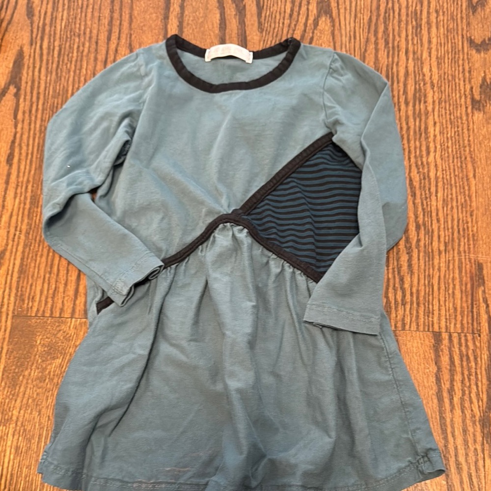Casual Blue Ribbed 3/4 Sleeve Dress